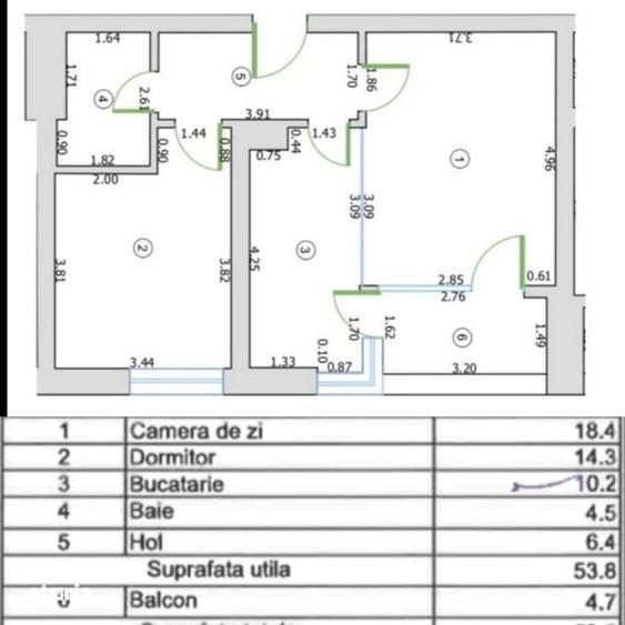 Apartament cu 2 camere decomandat în Chitila
