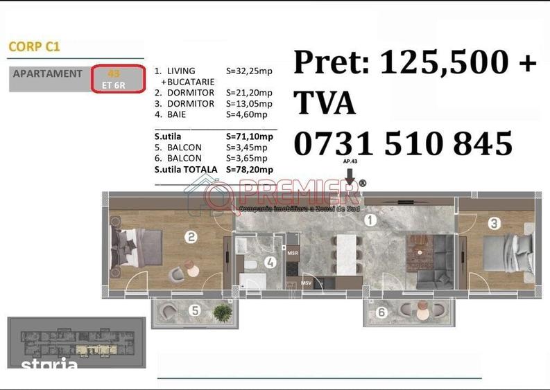 Apartament cu 3 camere în Metalurgiei