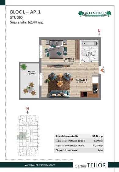 Apartament cu 2 camere în Băneasa