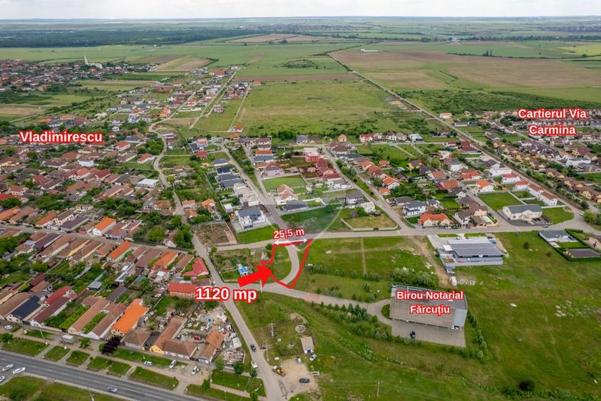 Teren Construcții intravilan de 1120 mp, în Vladimirescu