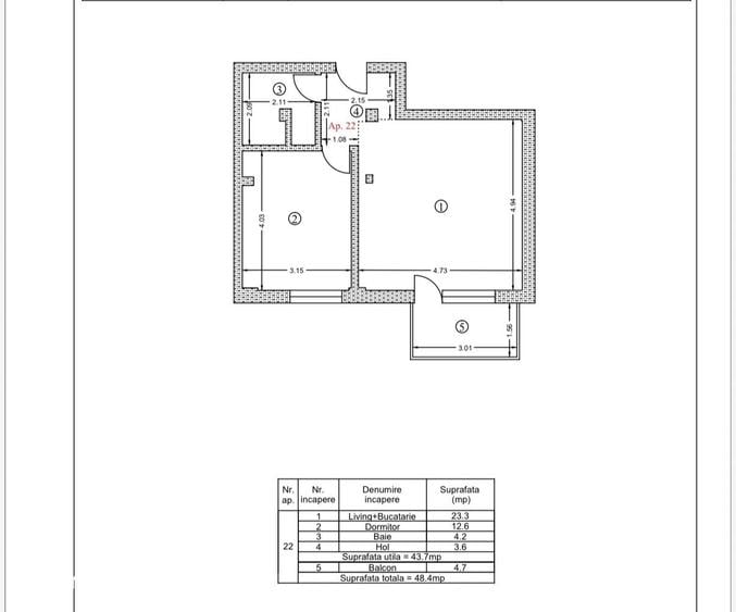 Apartament cu 2 camere în Central