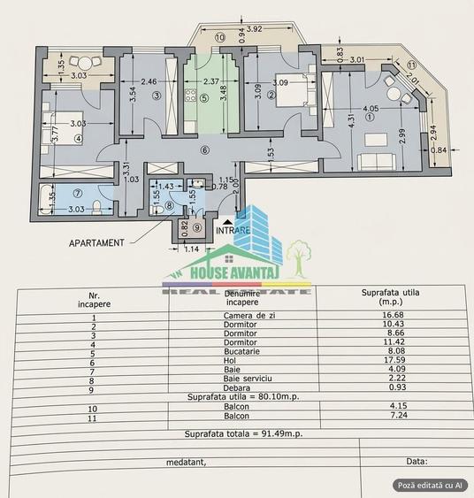 Apartament cu 4 camere decomandat, mobilat în Est