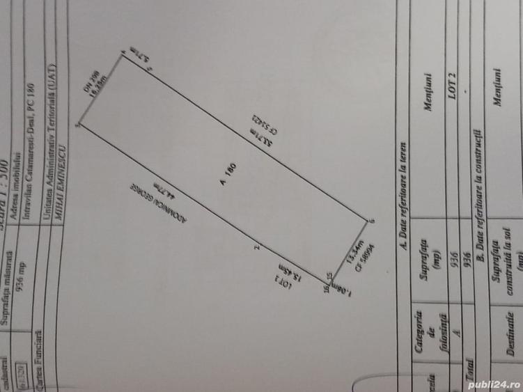 Teren de 936 mp, în Exterior Vest