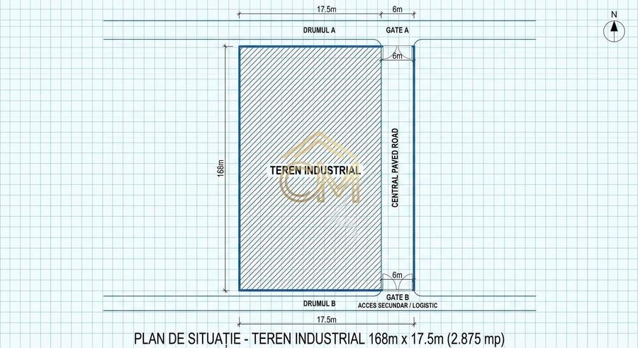 Teren agricol intravilan de 2875 mp, în Industrial Vest