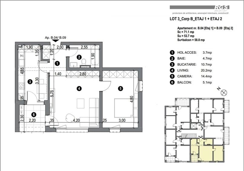 Apartament cu 2 camere semidecomandat în Freidorf