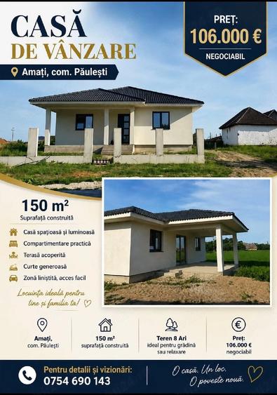 Casă cu Teren 800 Mp în Amați