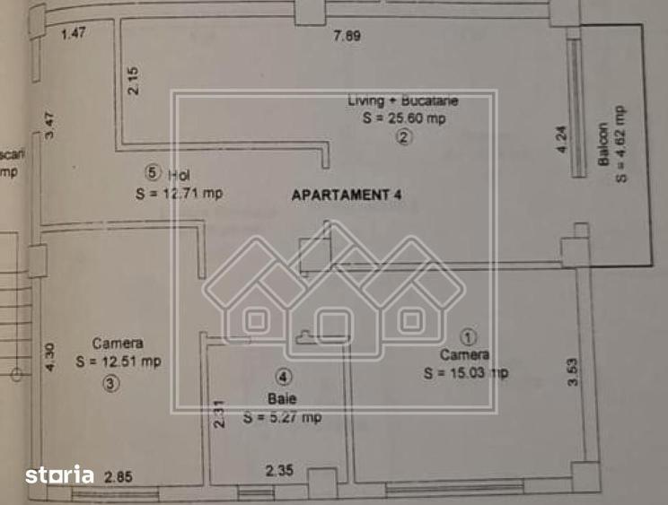 Apartament cu 3 camere în Turnișor