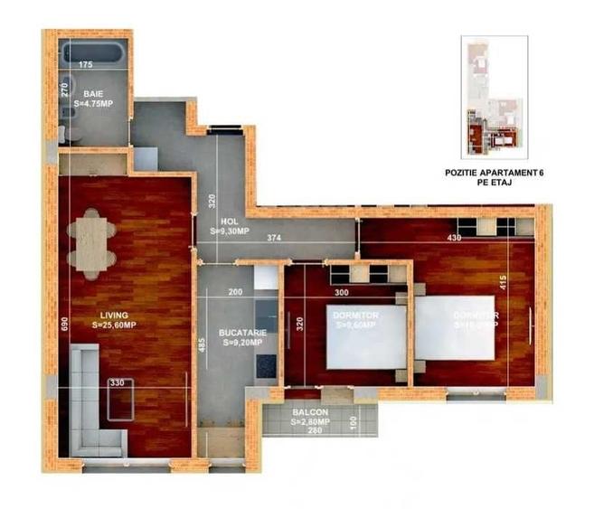 Apartament cu 2 camere decomandat în Andronache