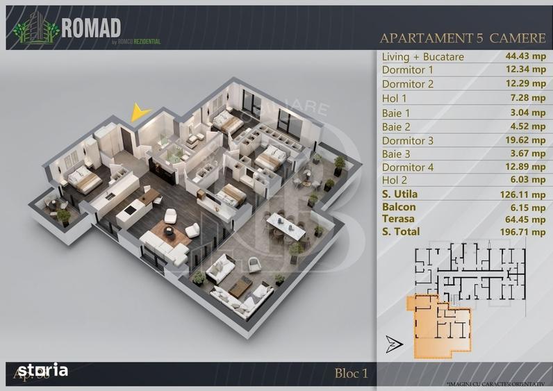 Apartament cu 4 camere în Titan
