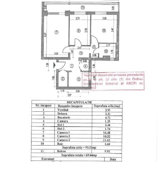 Apartament cu 3 camere decomandat în Berceni