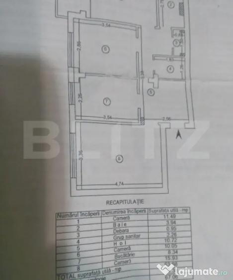 Apartament cu 3 camere decomandat, mobilat în Canta