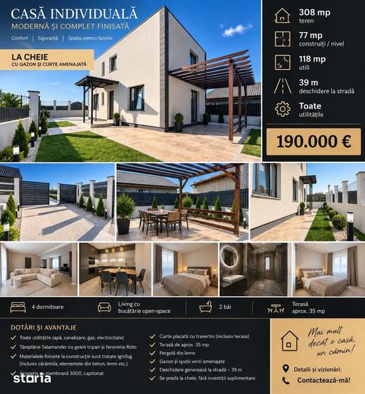 Casă cu 5 camere cu Teren 308 Mp în Central