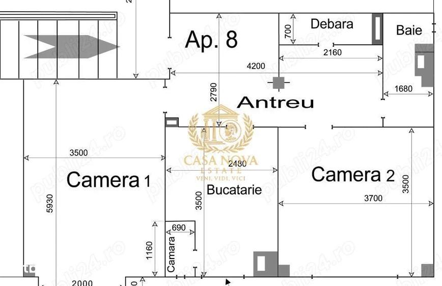 Apartament cu 2 camere în Mărăști