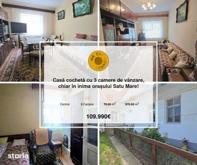 Casă cu 3 camere decomandat cu Teren 970 Mp în Central