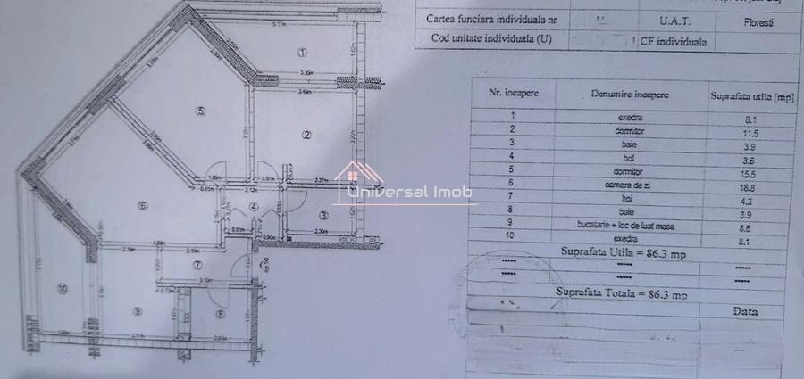 Apartament 3 camere, 86 mp. in Floresti, zona BMW - 14