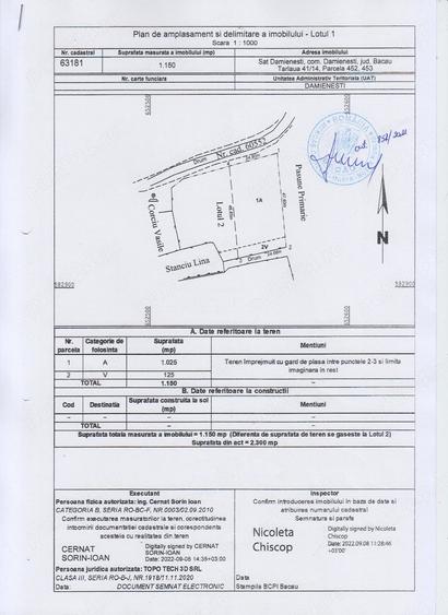 Teren de 1150 mp, în Dămienești