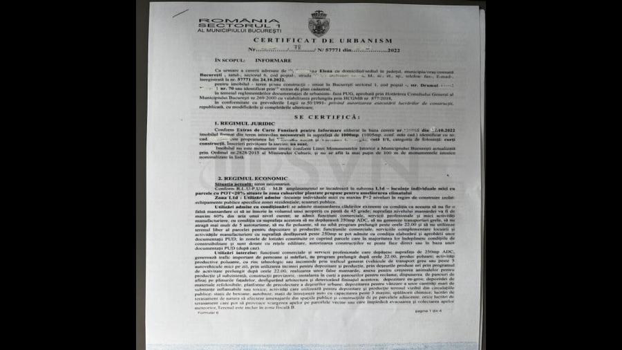 Teren de 1000 mp, în Sisești