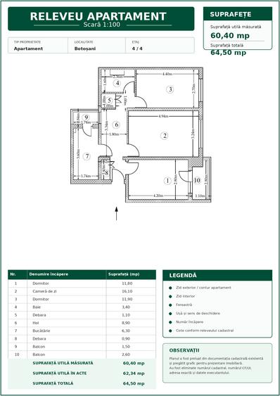 Apartament cu 3 camere decomandat în Central