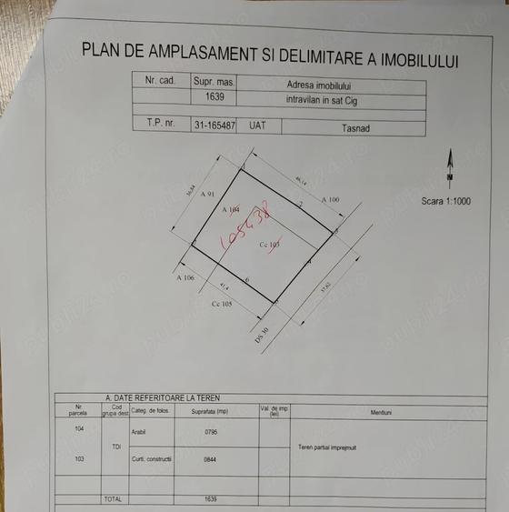Teren de 1639 mp, în Cig