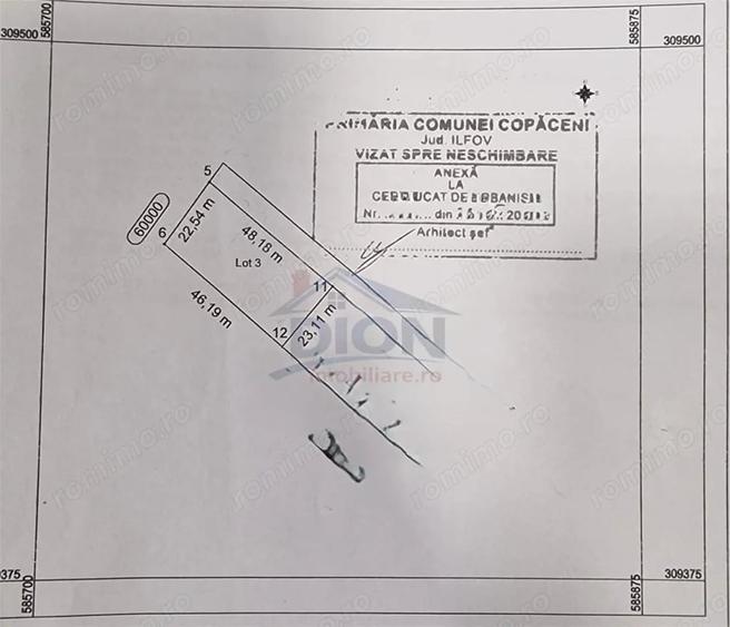 Teren de 1075 mp, în Copăceni