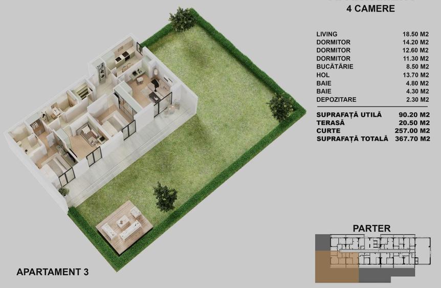 Apartament cu 4 camere decomandat în Berceni