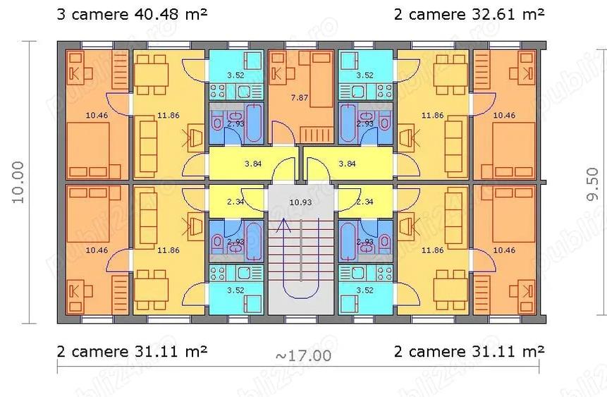 Apartament cu 2 camere nedecomandat în Brătianu
