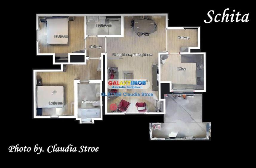 Apartament cu 3 camere semidecomandat, mobilat în Pipera