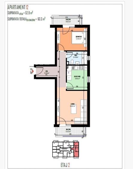 Apartament cu 2 camere decomandat în Est