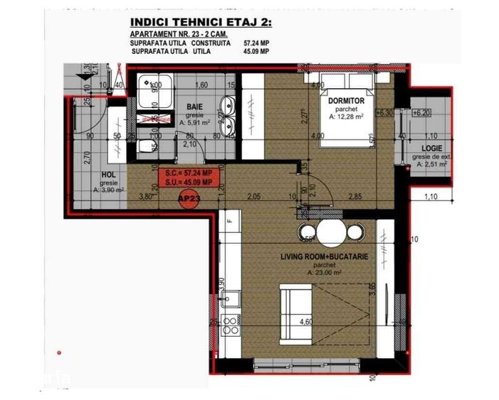 Apartament cu 3 camere în Sânmartin
