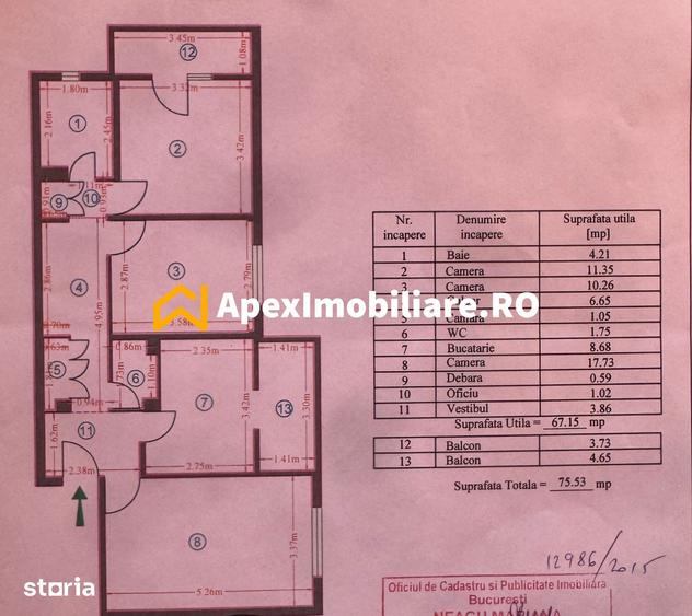 Apartament cu 3 camere decomandat, mobilat în Militari
