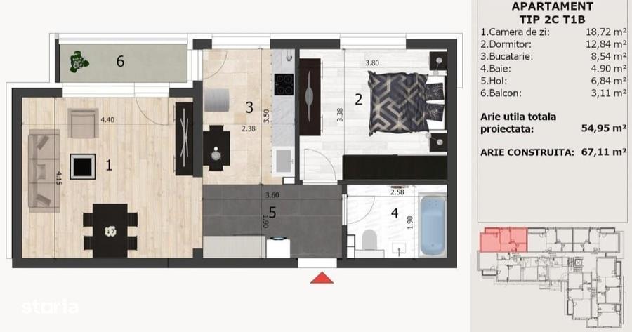 Apartament cu 2 camere în Central