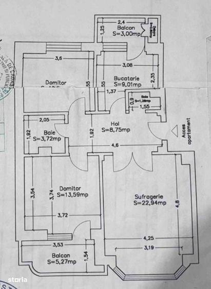 Apartament cu 3 camere în Stadion