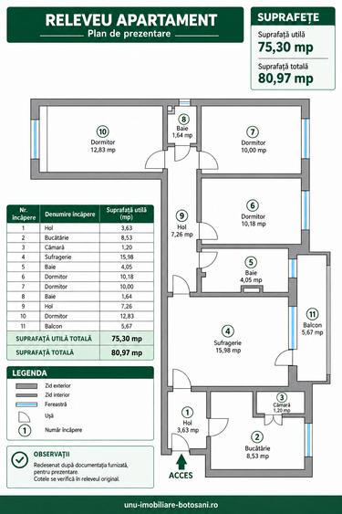 Apartament cu 4 camere semidecomandat în Central