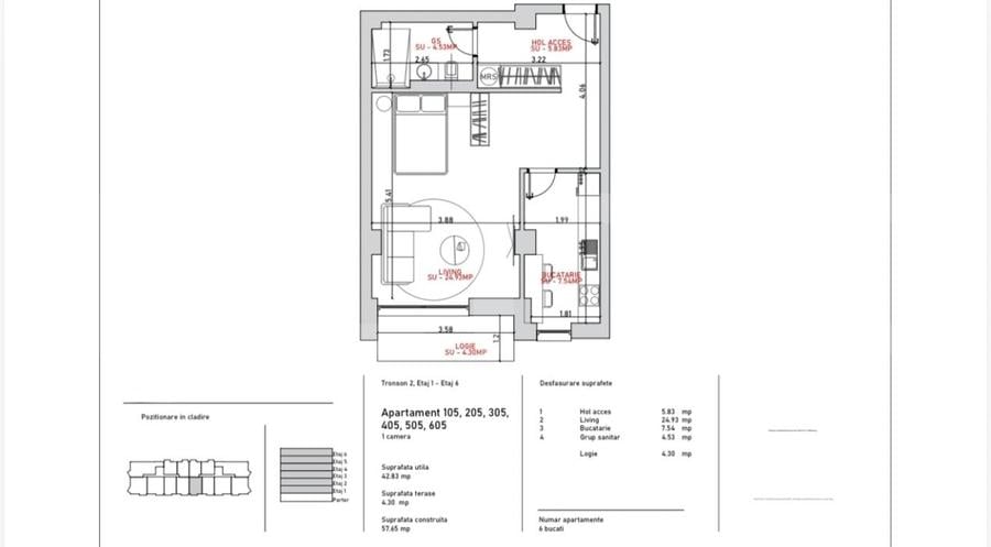 Apartament 2 camere, 58.94 mp, zona Port - 5