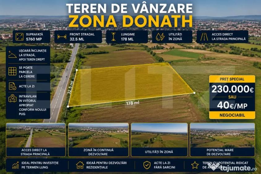 Teren 5.760 mp | Donath | Front 32,5 ml | Viitor intravilan - 1