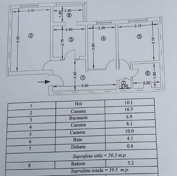 Apartament cu 3 camere decomandat în Nord-Vest