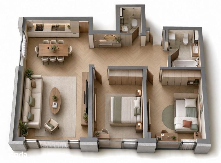 Apartament cu 3 camere în Central