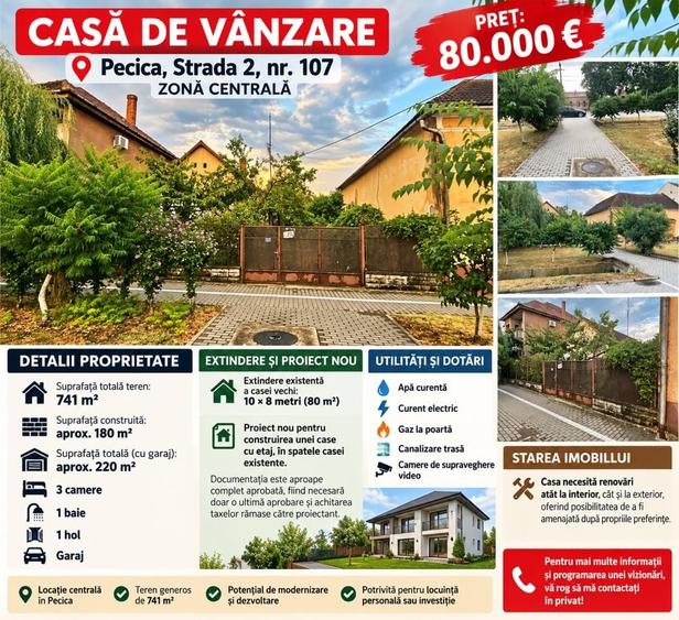 Casă cu 3 camere în Central