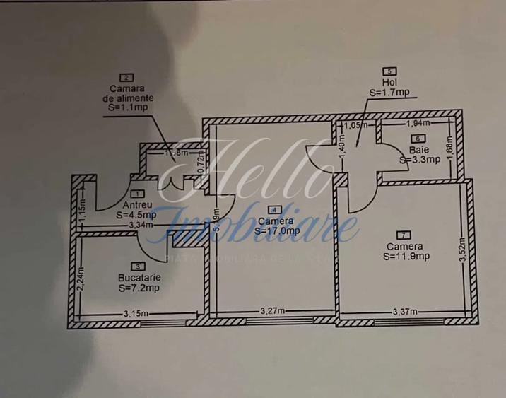Apartament cu 2 camere semidecomandat, mobilat în Gruia