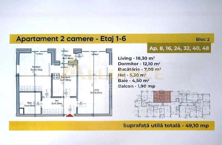 Apartament cu 2 camere decomandat în Metalurgiei