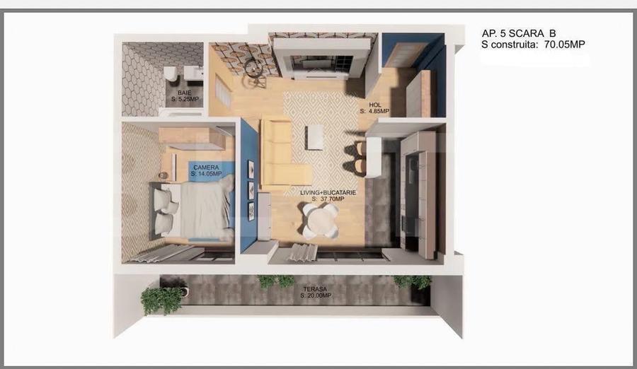 Apartament cu 2 camere, 70 mp, zona Centrala - 1