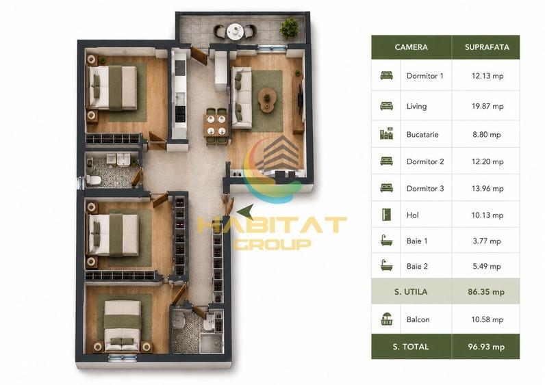 Apartament cu 4 camere decomandat în Theodor Pallady