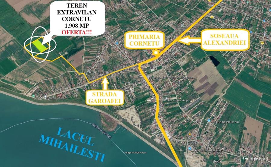 Teren extravilan de 1908 mp, în Cornetu