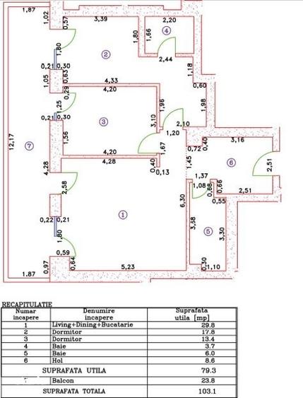 Apartament cu 3 camere în Nord