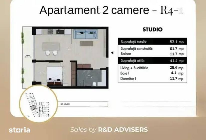 Apartament cu 2 camere în Centrul Civic