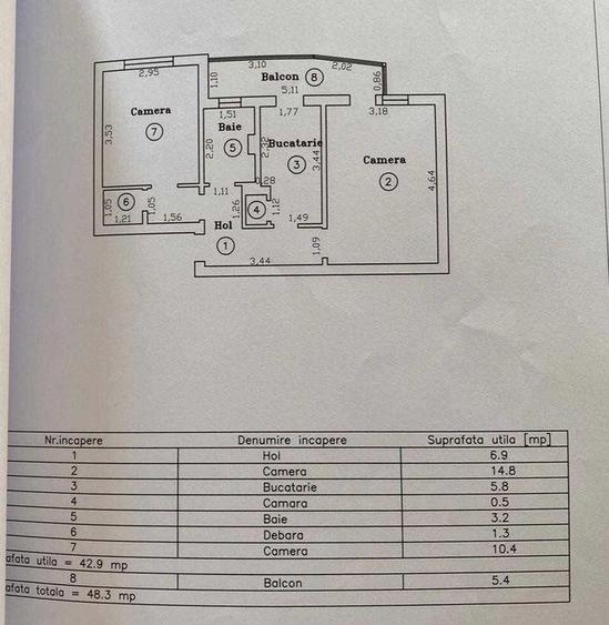 Apartament cu 2 camere decomandat, mobilat în Tractorul