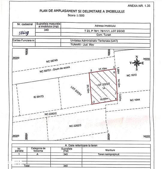 Teren de 340 mp, în Tunari