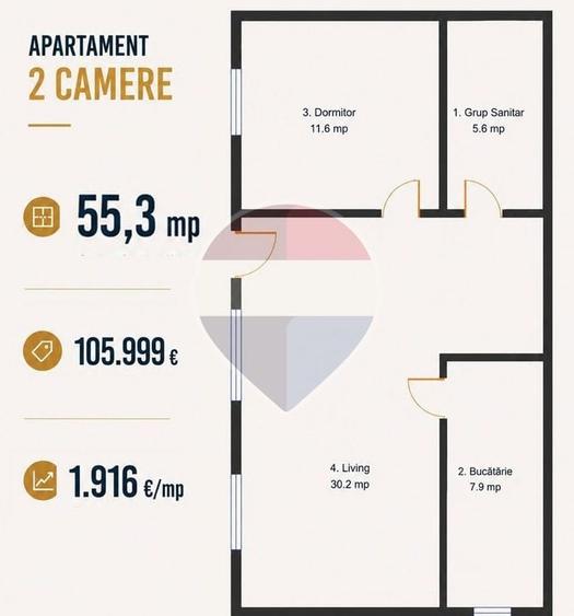 Apartament cu 2 camere; parcare inclusa - str. Făcliei - 6