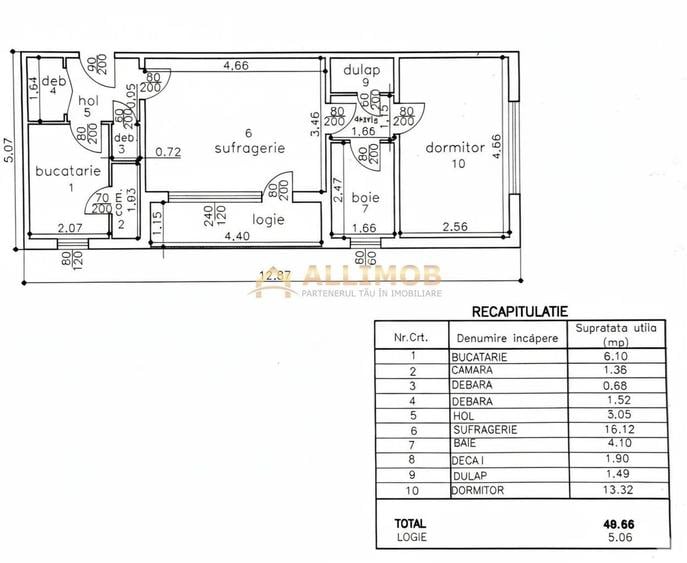 Apartament cu 2 camere semidecomandat, mobilat în Andrei Mureșanu