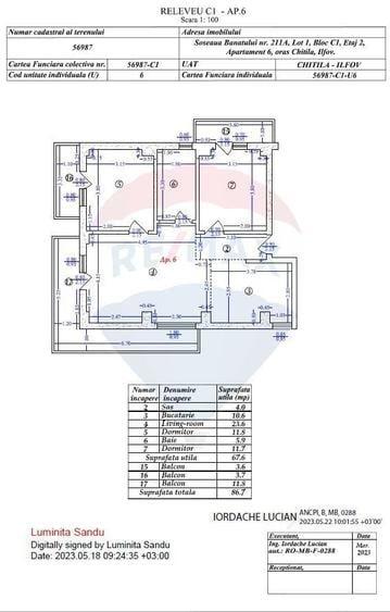 Apartament cu 3 camere în Central